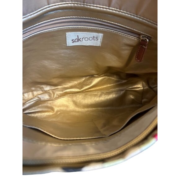 Sakroots Floral Large Satchel Bag Double Handles Gold Interior Top Zip Flowers - Picture 7 of 7